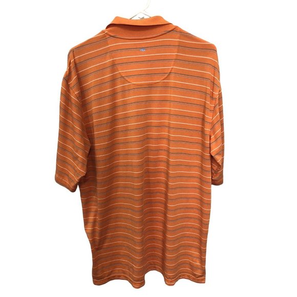 Bolle Golf Tech Mens L Orange Striped Short Sleeve Pullover Polo Shirt - Picture 2 of 3